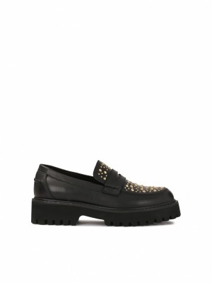 Kazar Essen Loafers Dam Svarta Guld | 643AGCZSD